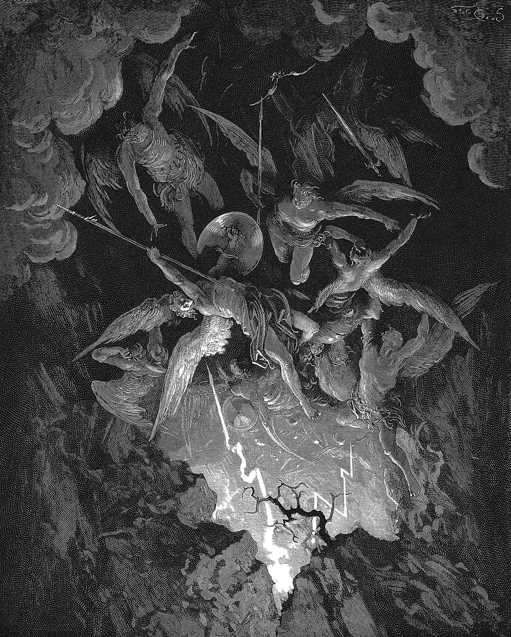 插图摘自John Miltons Paradise Lost，1866年 作者 古斯塔夫·多尔（Gustave Dore）