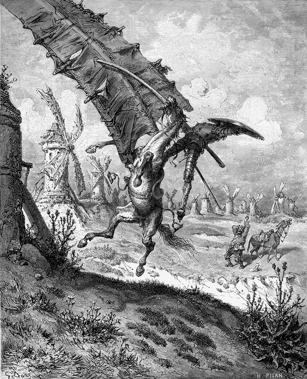 塞万提斯的《堂吉诃德》一书的插图，1863年。   作者 古斯塔夫·多尔（Gustave Dore）