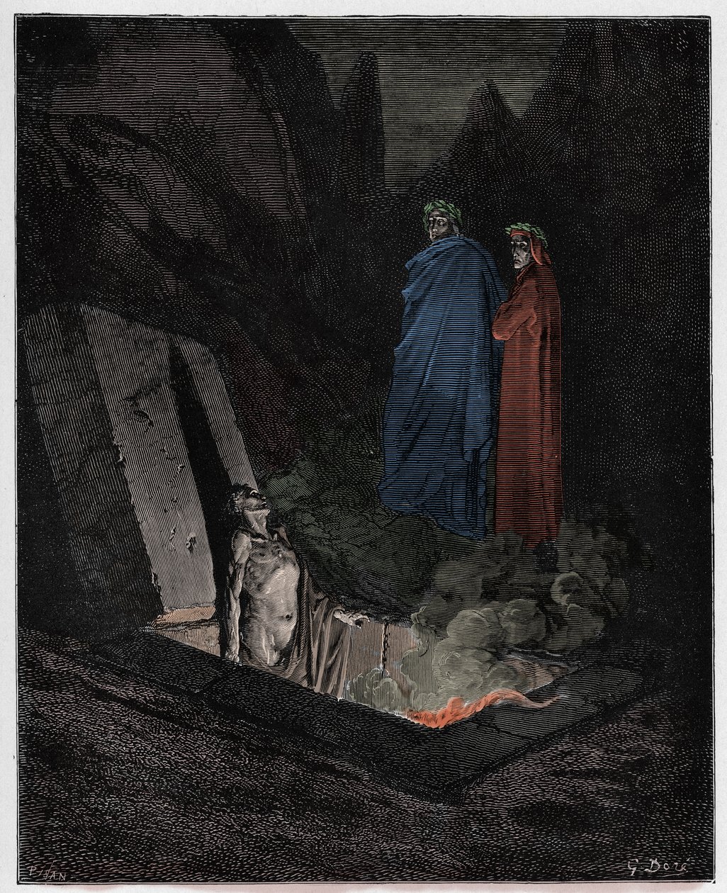 Inferno，Canto 10：来自Uberti的Farinata致Dante，来自Dante Alighieri的“The Divine Comedy”插图，1885年 作者 古斯塔夫·多尔（Gustave Dore）