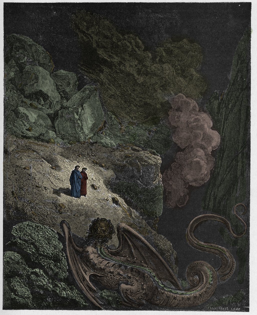 Inferno，Canto 17：Geryon，欺骗的象征，来自Dante Alighieri的“神曲”的插图，1885年 作者 古斯塔夫·多尔（Gustave Dore）