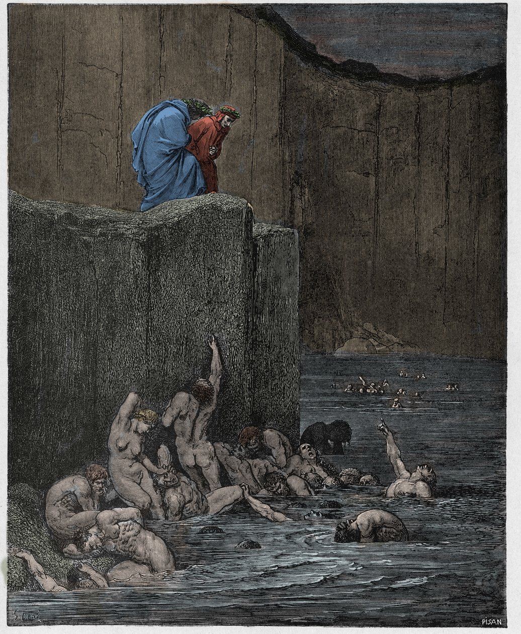 Inferno，Canto 18：第八圈中的Paramours和flatterers，来自Dante Alighieri的“The Divine Comedy”插图，1885年 作者 古斯塔夫·多尔（Gustave Dore）