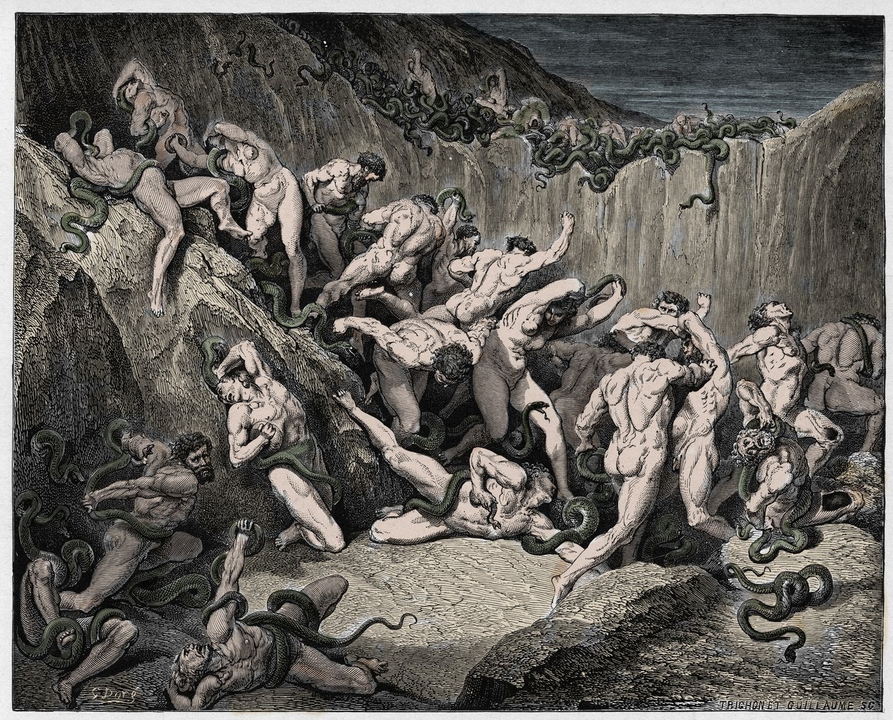 Inferno，Canto 24：盗贼受到毒蛇的折磨，来自Dante Alighieri的“神曲”的插图，1885年 作者 古斯塔夫·多尔（Gustave Dore）