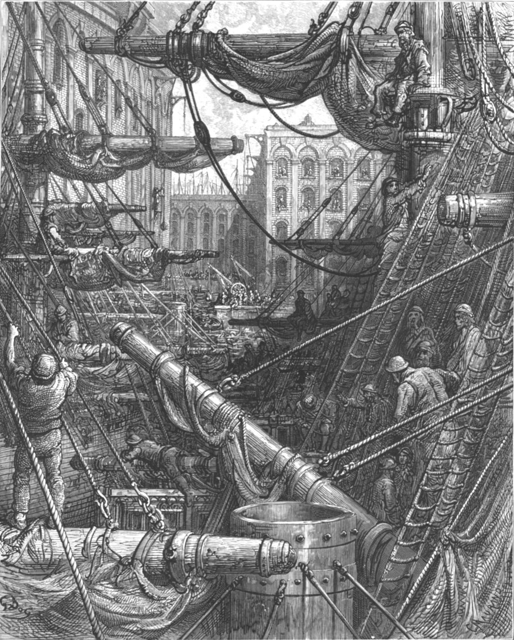码头内》，1872年。   作者 古斯塔夫·多尔（Gustave Dore）