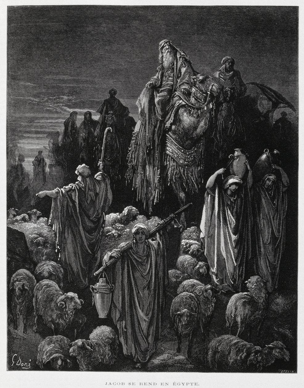 雅各布和他的儿子们到达埃及，插图来自《多尔圣经 作者 古斯塔夫·多尔（Gustave Dore）