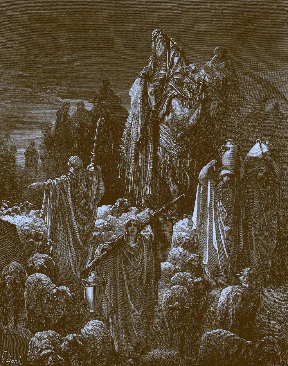 雅各布进入埃及的旅行，由多雷创作 - 圣经 作者 古斯塔夫·多尔（Gustave Dore）