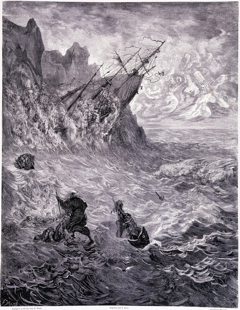 Je traverse les mers... planche X - 古斯塔夫-多雷（1832-1883）为《La legende du Jeif wandering by Pierre Dupont》所作的插图，Librairie du magasin picturesque版，巴黎1862年 作者 古斯塔夫·多尔（Gustave Dore）