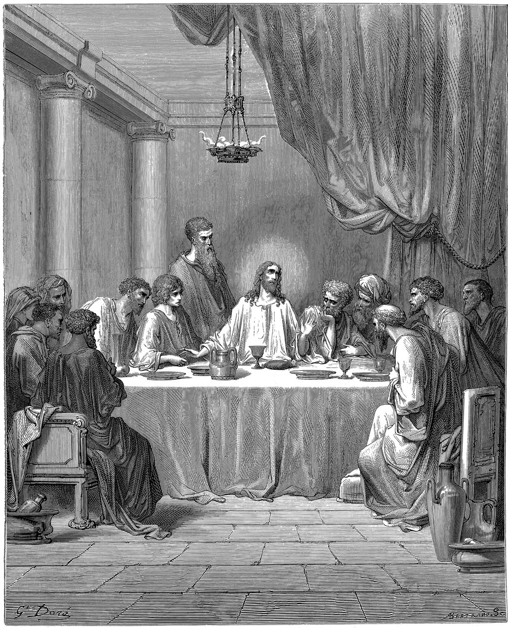 耶稣和他的门徒在最后的晚餐中，1866年 作者 古斯塔夫·多尔（Gustave Dore）