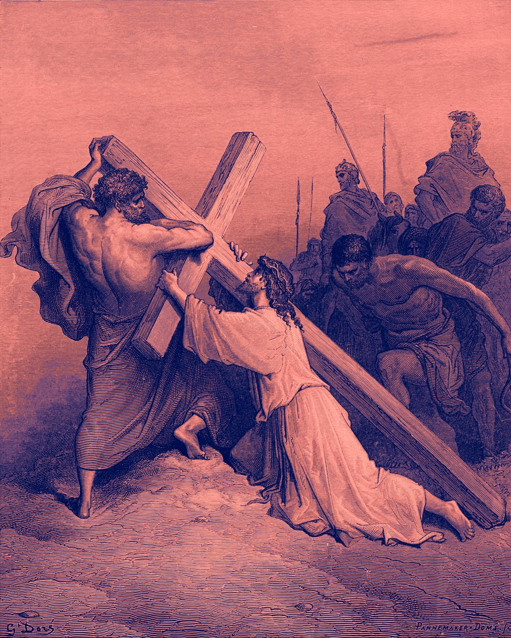 耶稣落在十字架下 - 圣经 作者 古斯塔夫·多尔（Gustave Dore）