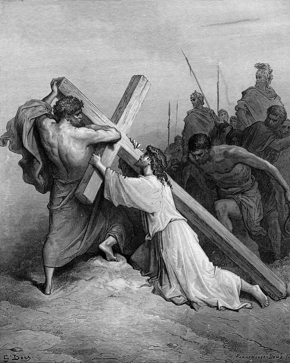 耶稣倒在十字架下--圣经 作者 古斯塔夫·多尔（Gustave Dore）