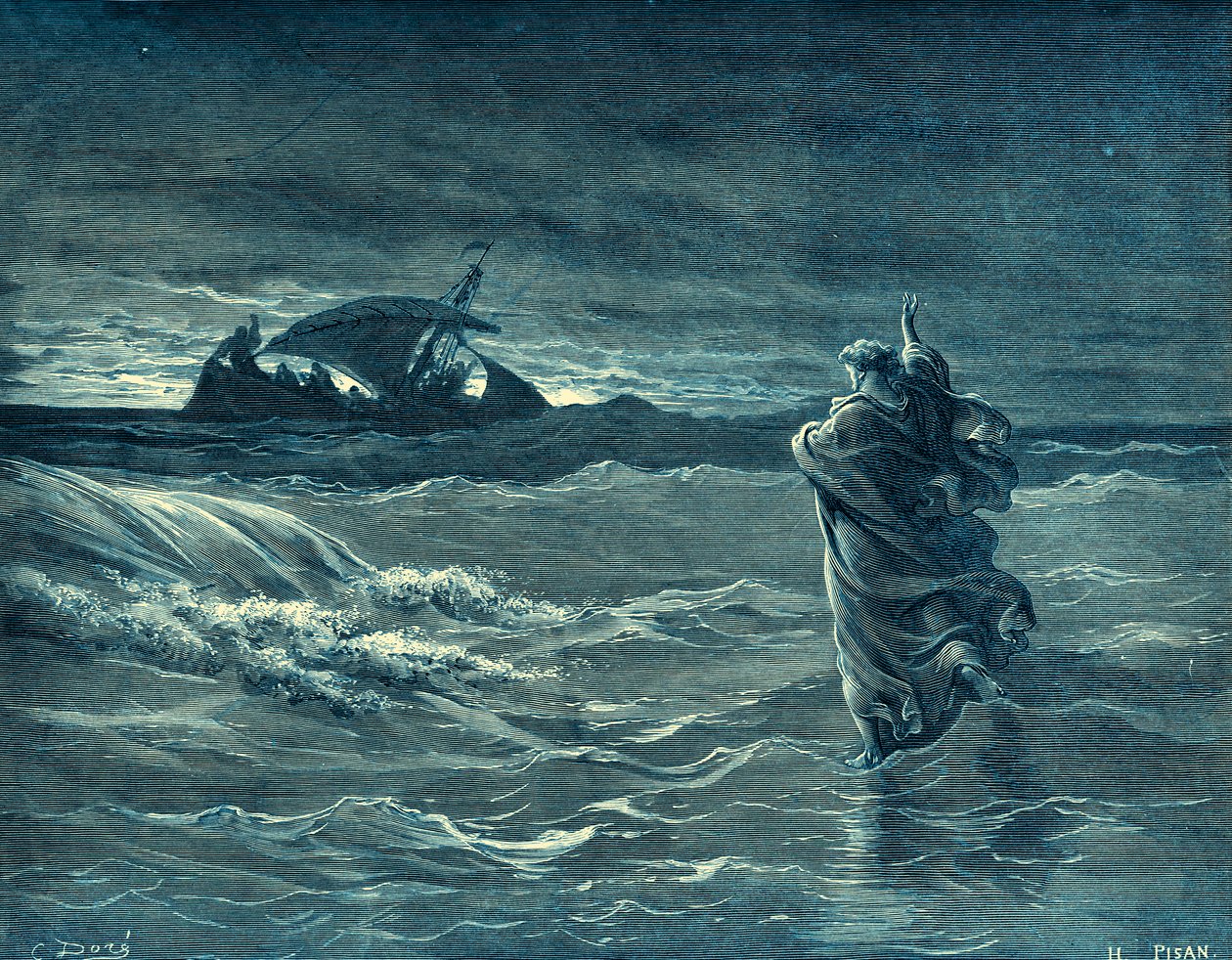 耶稣在海上行走--圣经 作者 古斯塔夫·多尔（Gustave Dore）