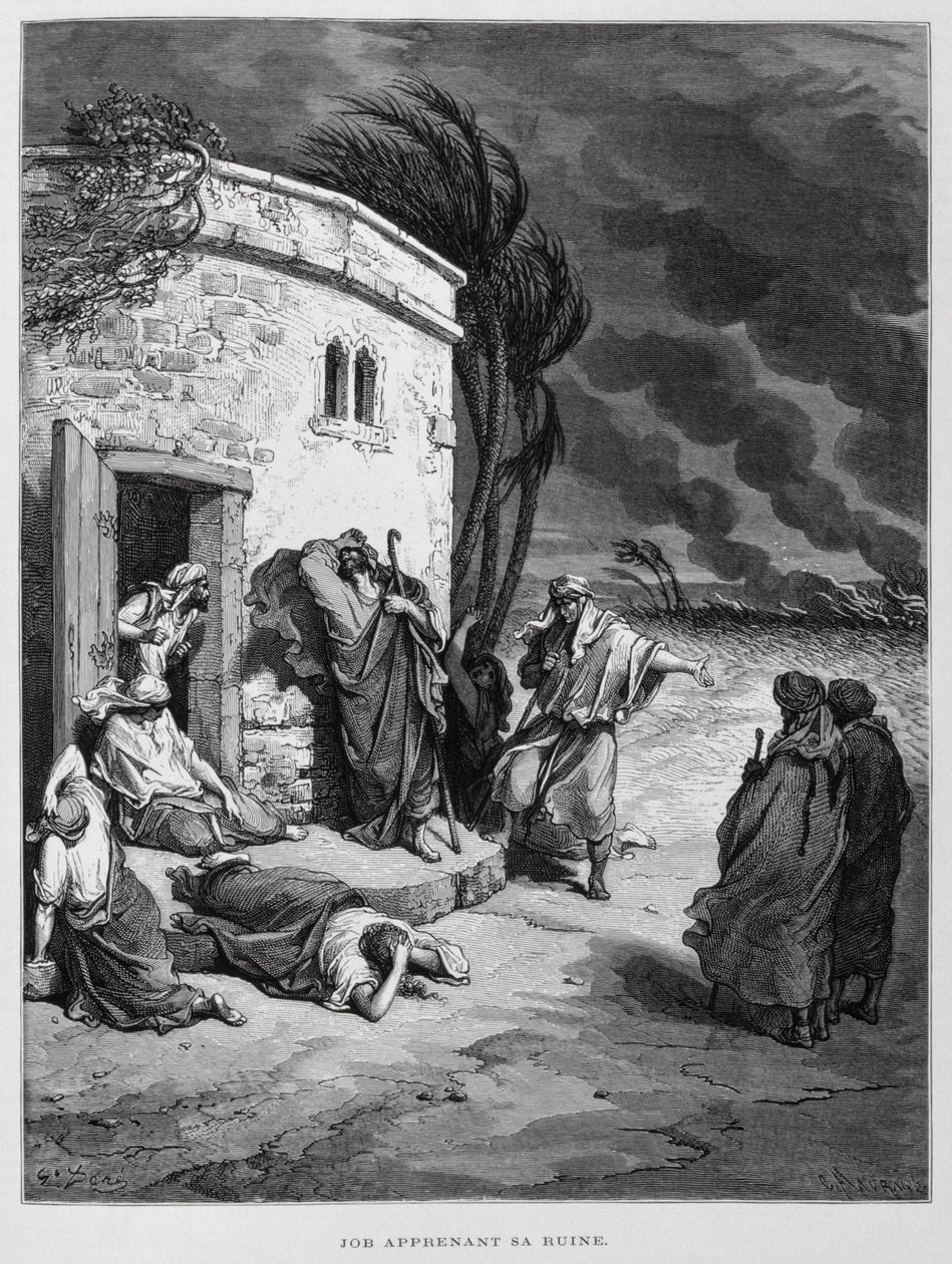 约伯明白了自己的毁灭，插图摘自《多尔圣经 作者 古斯塔夫·多尔（Gustave Dore）