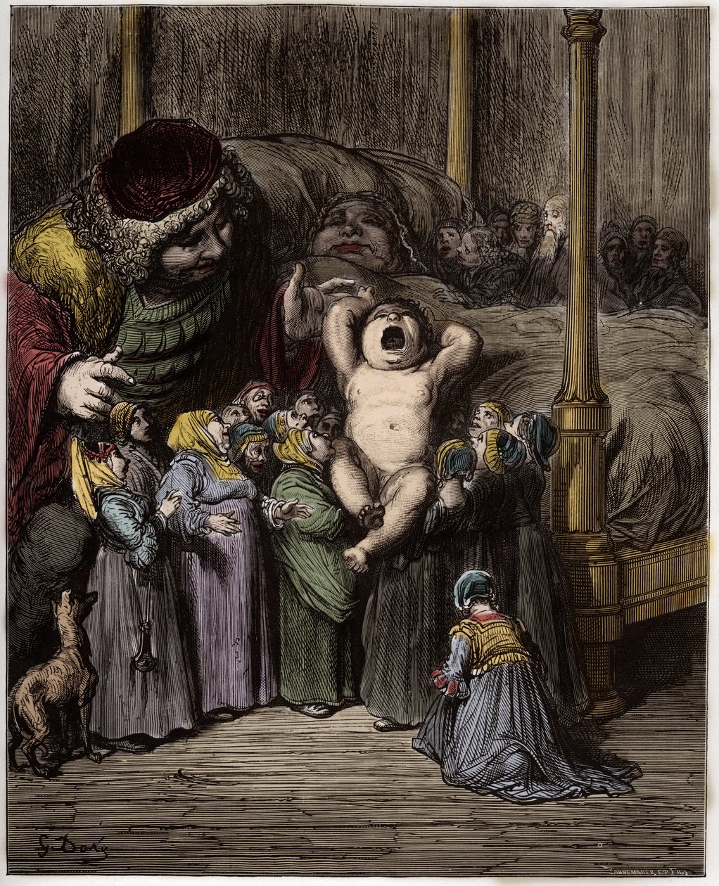 La Naissance de Gargantua--Gargantua的诞生--Francois Rabelais的《Gargantua和Pantagruel》中的插图--Gustave Dore（1832-1883）的刻版。 作者 古斯塔夫·多尔（Gustave Dore）