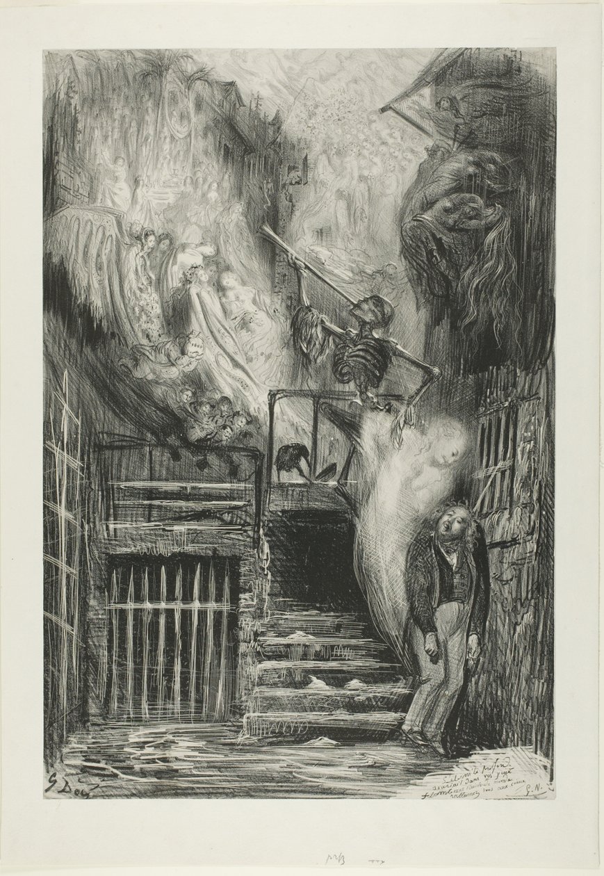 老灯笼街：热拉尔-德-内尔瓦尔的自杀 作者 古斯塔夫·多尔（Gustave Dore）