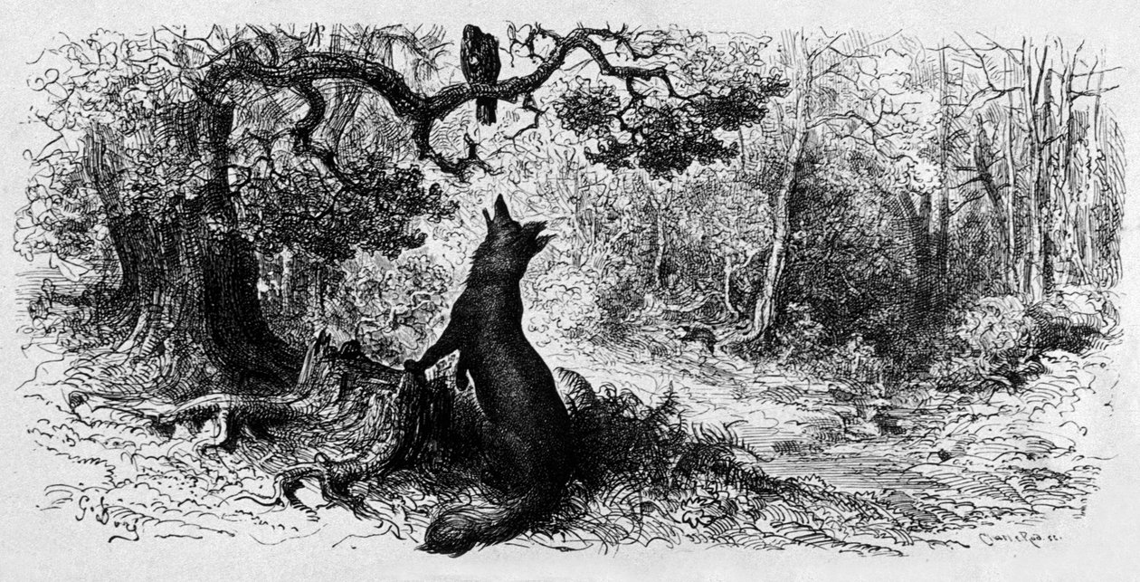 乌鸦和狐狸（雕刻版 作者 古斯塔夫·多尔（Gustave Dore）