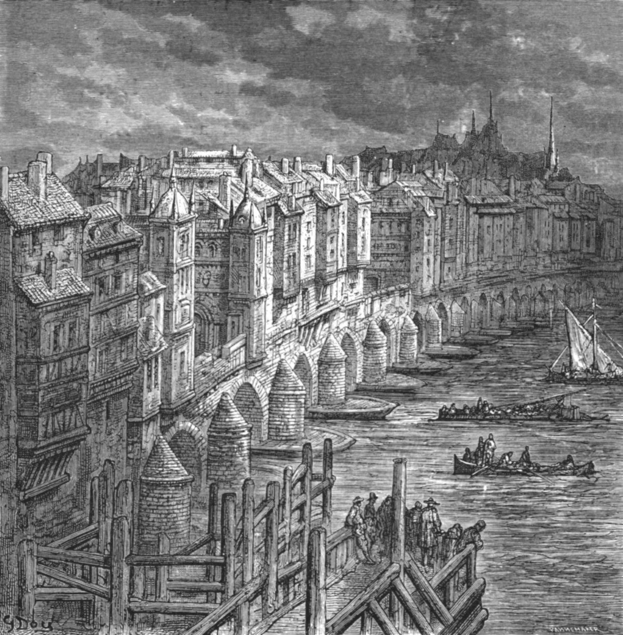伦敦桥，1694》，1872年。   作者 古斯塔夫·多尔（Gustave Dore）