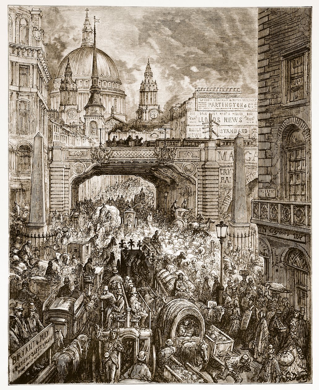 Ludgate Hill，来自&39;伦敦，一个朝圣&39;，由William Blanchard Jerrold（1826-94）酒吧撰写。 1872年 作者 古斯塔夫·多尔（Gustave Dore）