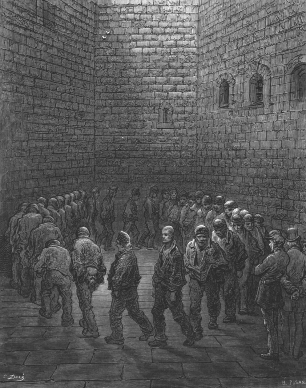 纽盖特--练习场》，1872年。   作者 古斯塔夫·多尔（Gustave Dore）