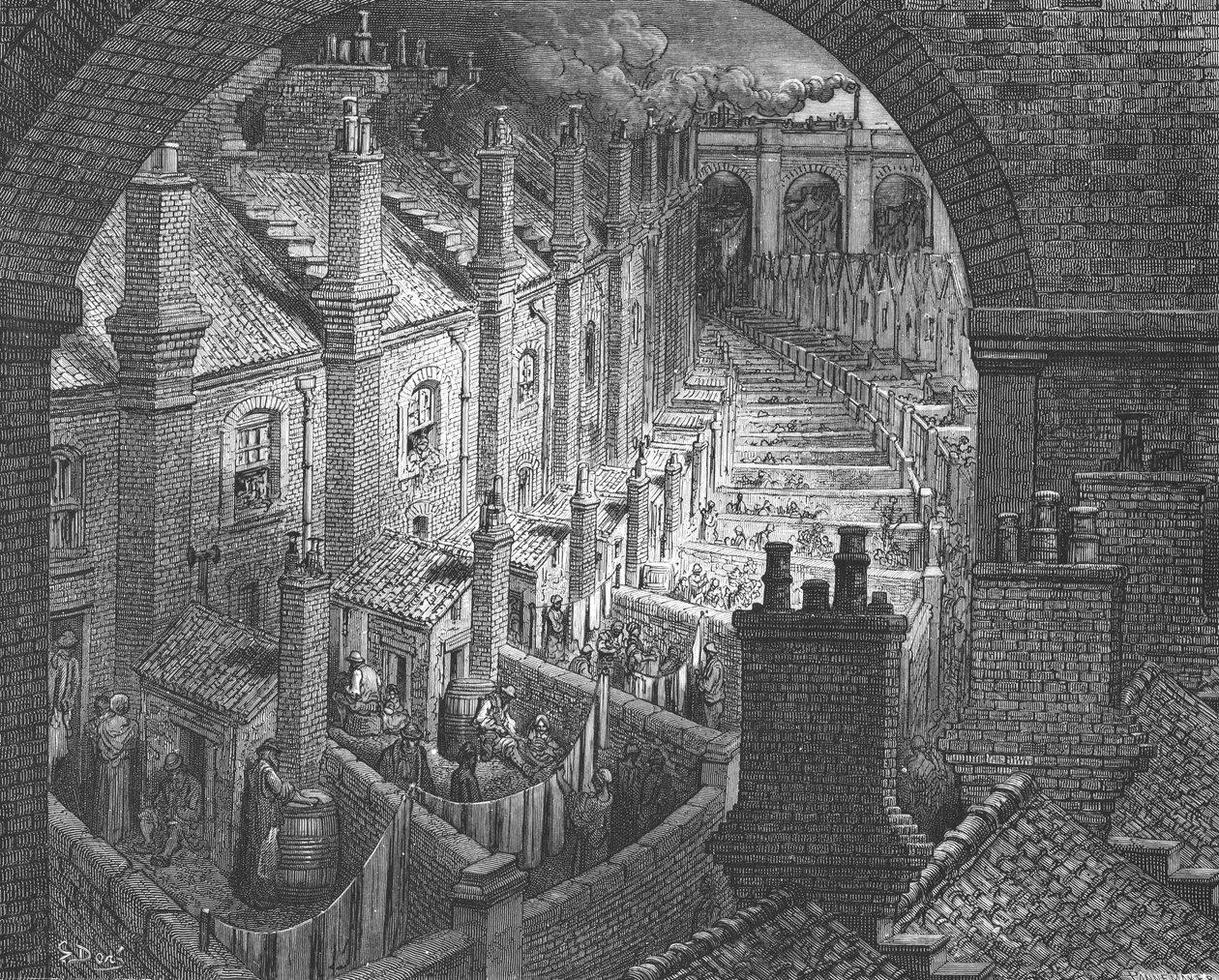 伦敦上空--铁路》，1872年。 作者 古斯塔夫·多尔（Gustave Dore）