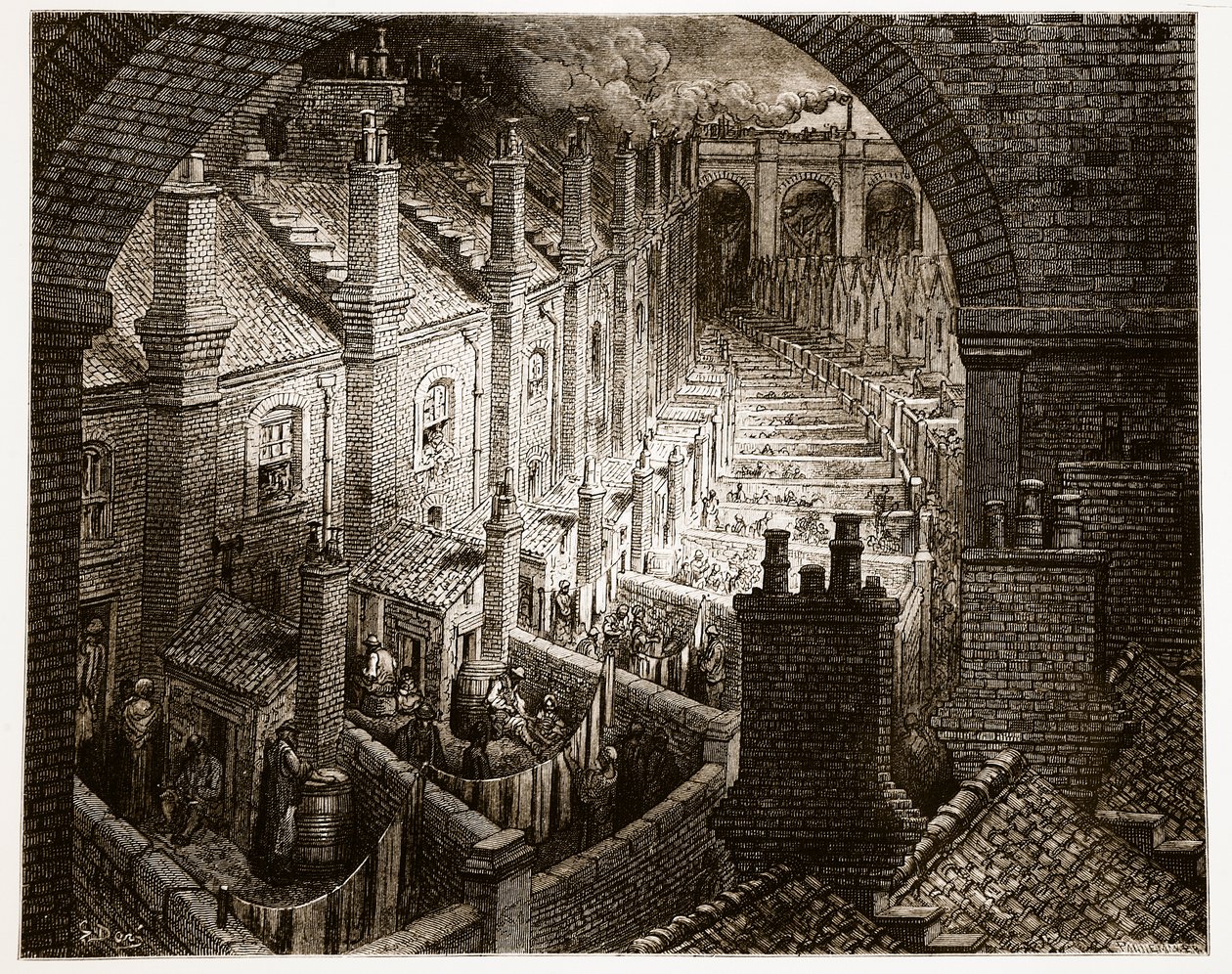 在伦敦 - 铁路上，来自&39;伦敦，一个朝圣&39;，由William Blanchard Jerrold（1826-94）撰写，并由Pannemaker，酒吧雕刻。 1872年 作者 古斯塔夫·多尔（Gustave Dore）