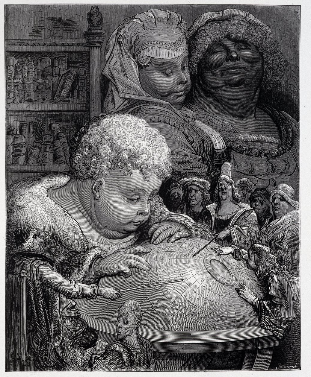 Pantagruel following a course of geography - in “” Gargantua”” by Rabelais, ill. Gustave Dore 作者 古斯塔夫·多尔（Gustave Dore）