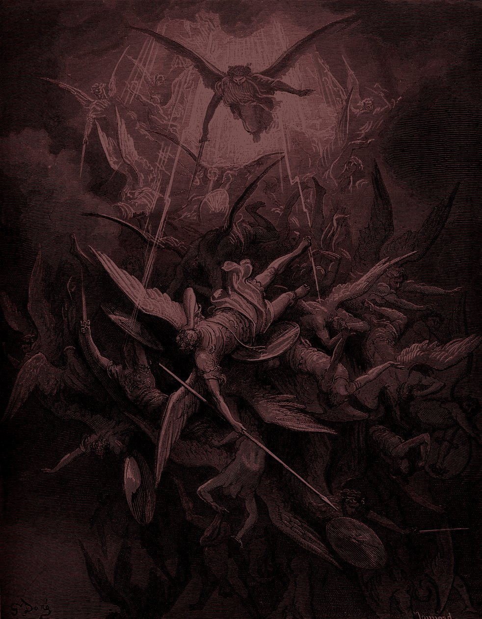 失乐园》。叛逆天使的堕落，艺术家多雷 作者 古斯塔夫·多尔（Gustave Dore）