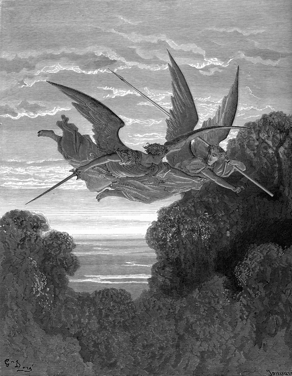 失乐园》：伊图里尔和泽丰，作者多雷。 作者 古斯塔夫·多尔（Gustave Dore）
