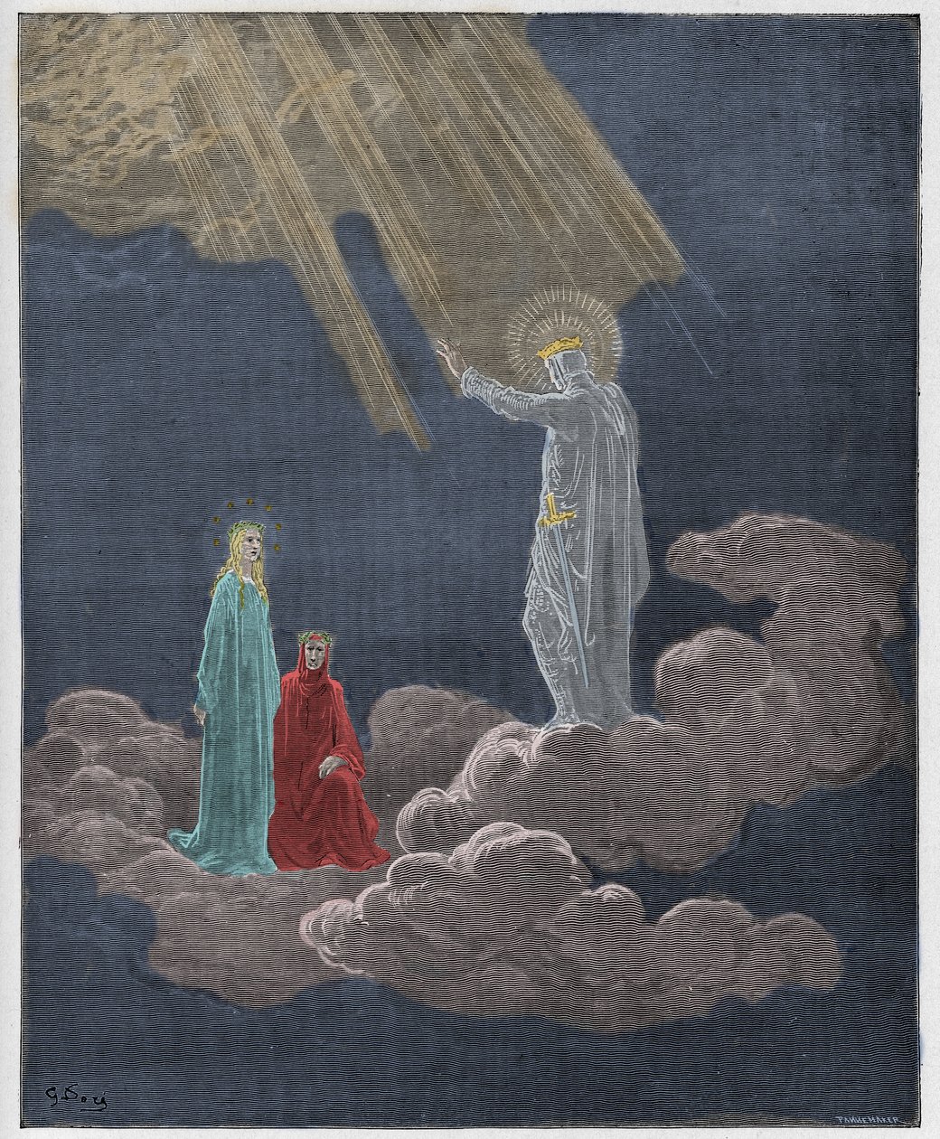 Paradiso，Canto 8：Charles Martel讲述Dante和Beatrice，来自Dante Alighieri的“The Divine Comedy”插图，1885年 作者 古斯塔夫·多尔（Gustave Dore）