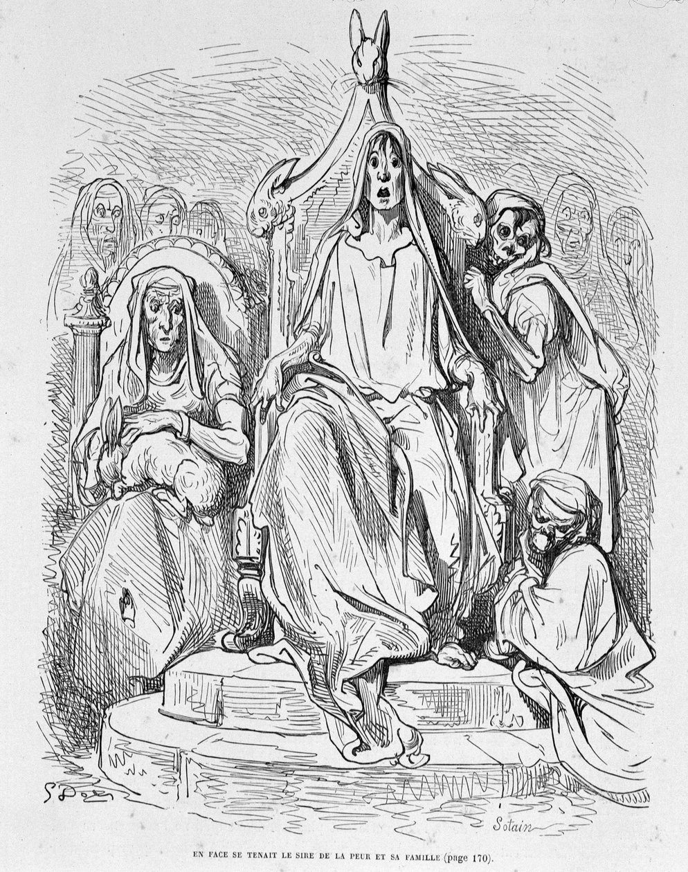 多雷的《恐惧的化身和他的家人》。 作者 古斯塔夫·多尔（Gustave Dore）