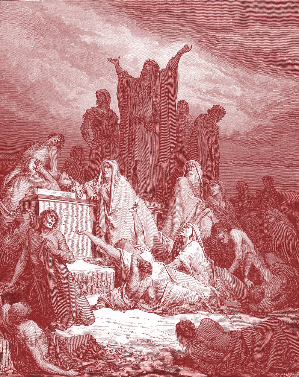 耶路撒冷的瘟疫，多雷的雕刻作品。- 圣经 作者 古斯塔夫·多尔（Gustave Dore）
