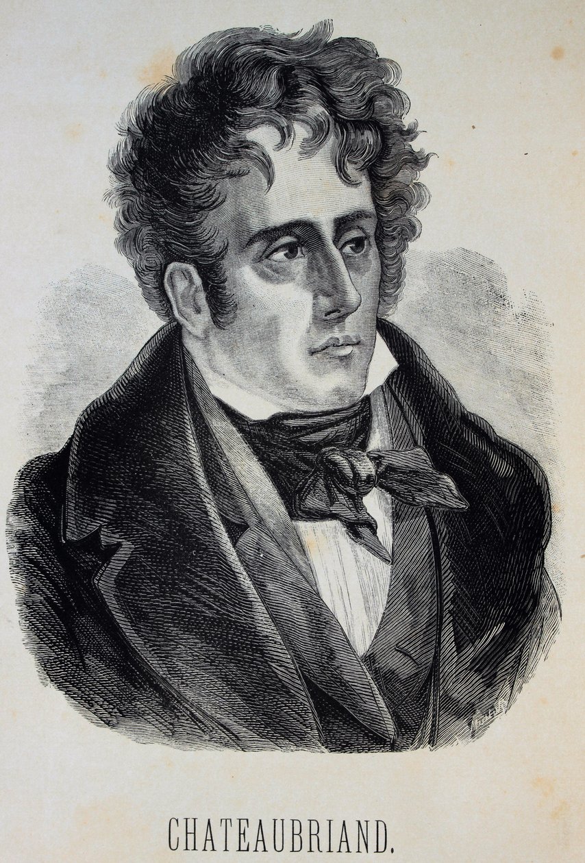 弗朗索瓦·雷内（François-René）肖像，夏特布雷安（Chateaubriand）1768-1848年的子爵，1880年。 作者 古斯塔夫·多尔（Gustave Dore）