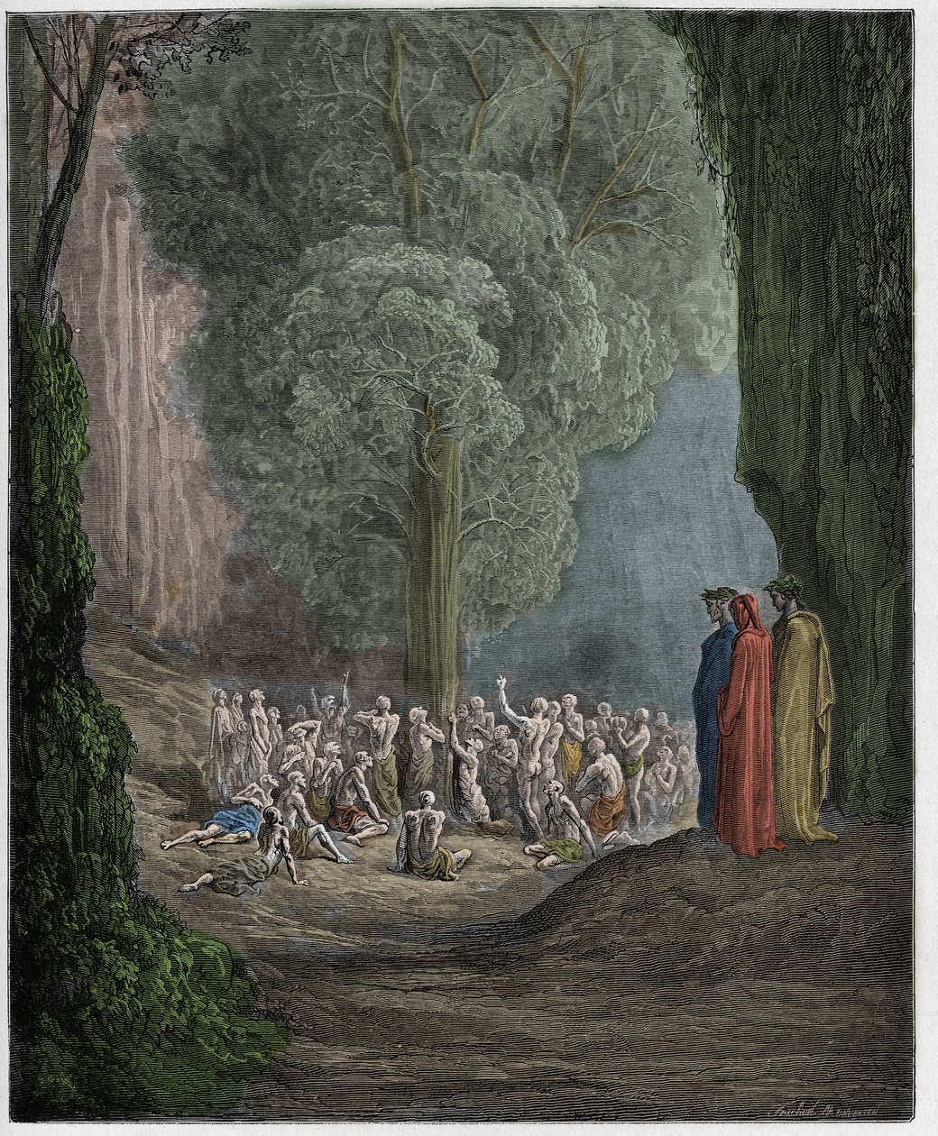 Purgatorio，Canto 24：贪吃的灵魂在树下哭泣，来自Dante Alighieri的“神曲”的插图，1885年 作者 古斯塔夫·多尔（Gustave Dore）