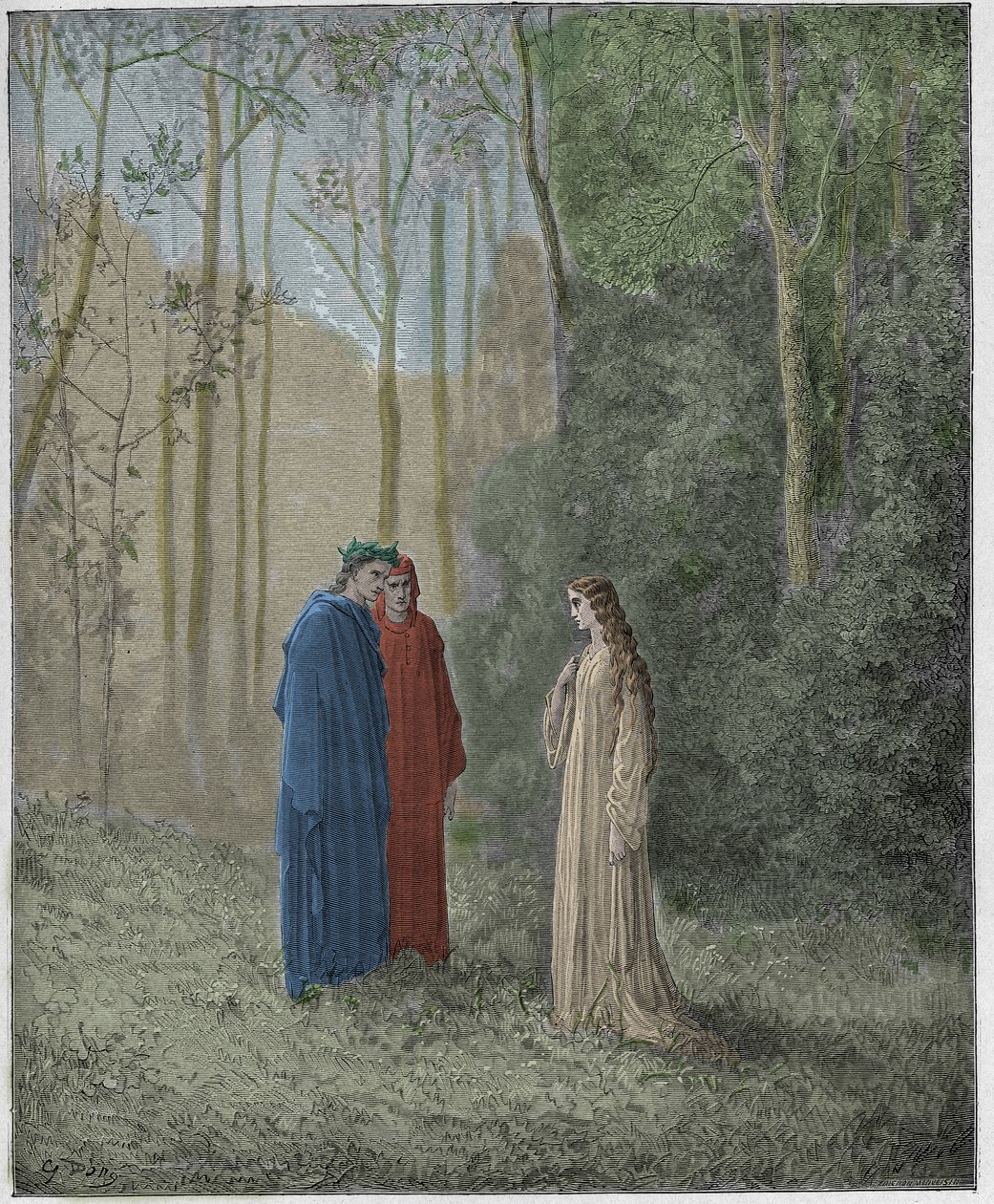 炼狱，Canto 5：Dante与Pia de Tolomei交谈 作者 古斯塔夫·多尔（Gustave Dore）