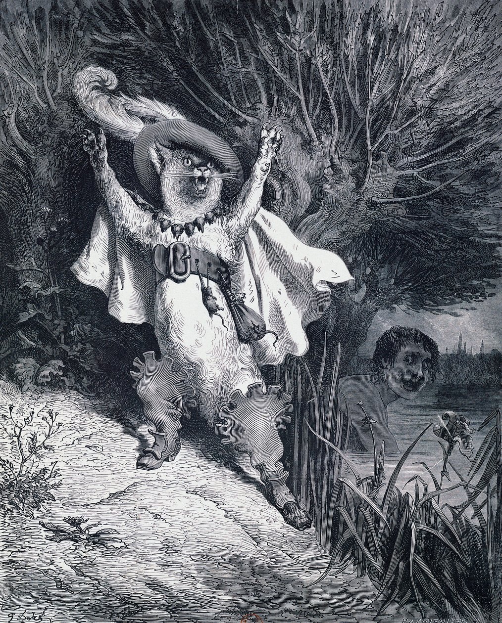 穿靴子的猫，古斯塔夫-多尔（1832-1883）为查尔斯-佩罗特（1628-1703）的童话故事创作的插图 作者 古斯塔夫·多尔（Gustave Dore）