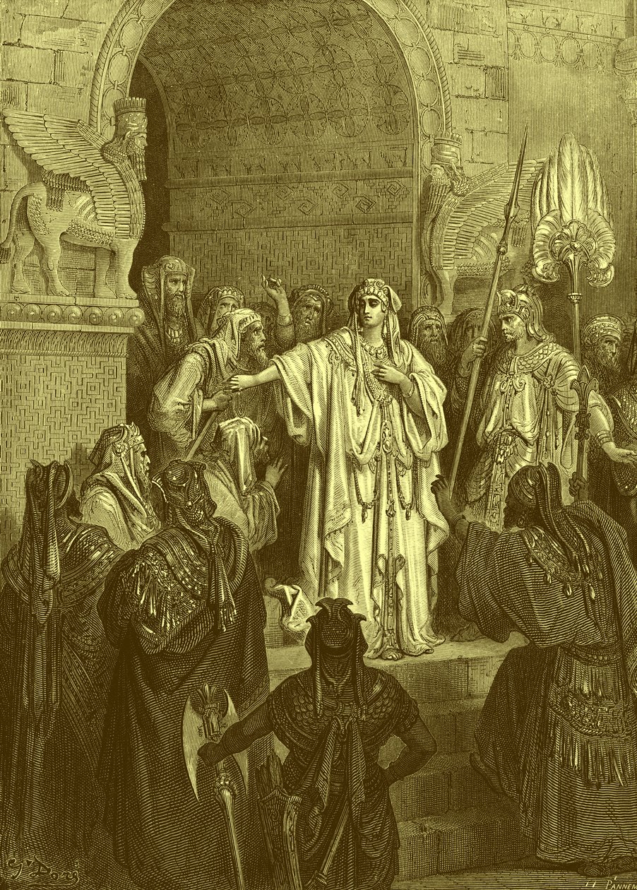 瓦实提女王，多雷的雕刻作品。- 圣经 作者 古斯塔夫·多尔（Gustave Dore）