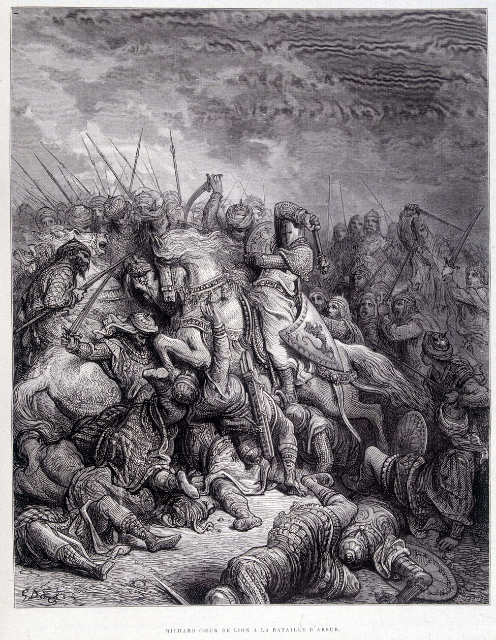 阿苏尔战役中的狮心王 - 古斯塔夫·多雷 (Gustave Doré) 雕刻 作者 古斯塔夫·多尔（Gustave Dore）