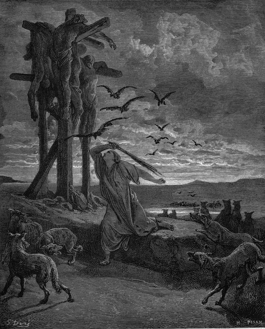 扫罗王的妾Rizpah, 1866年 作者 古斯塔夫·多尔（Gustave Dore）