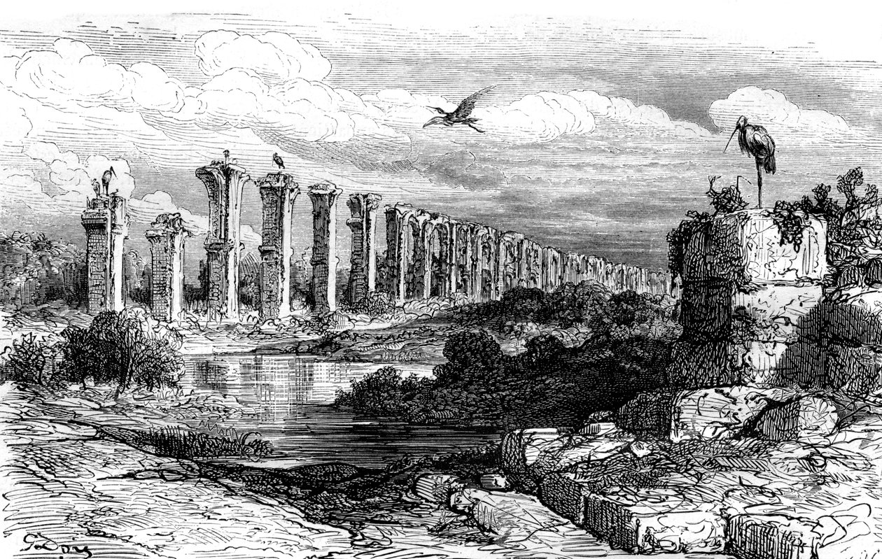 罗马渡槽，西班牙梅里达，十九世纪 作者 古斯塔夫·多尔（Gustave Dore）