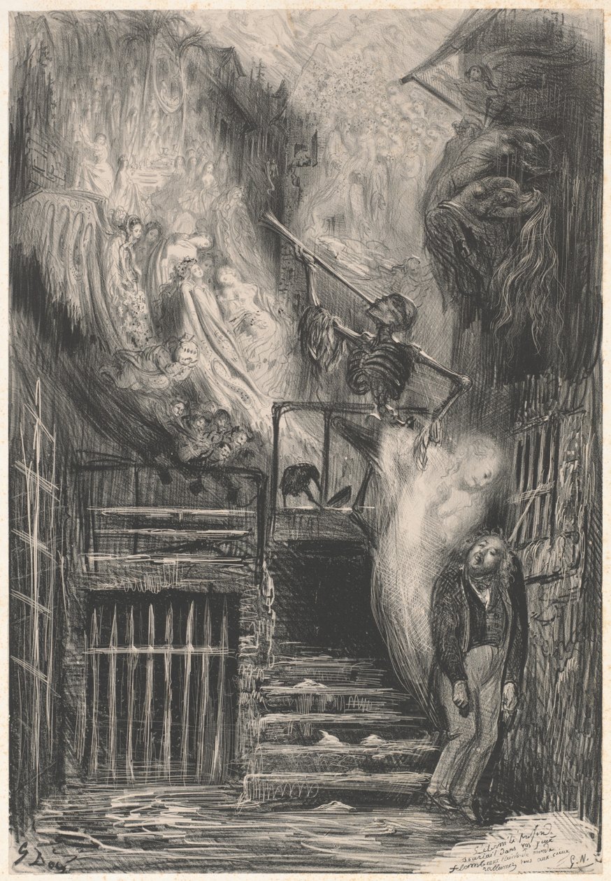 杰拉德-德-奈瓦尔的自杀》（Rue de la Vieille lanterne）。 作者 古斯塔夫·多尔（Gustave Dore）