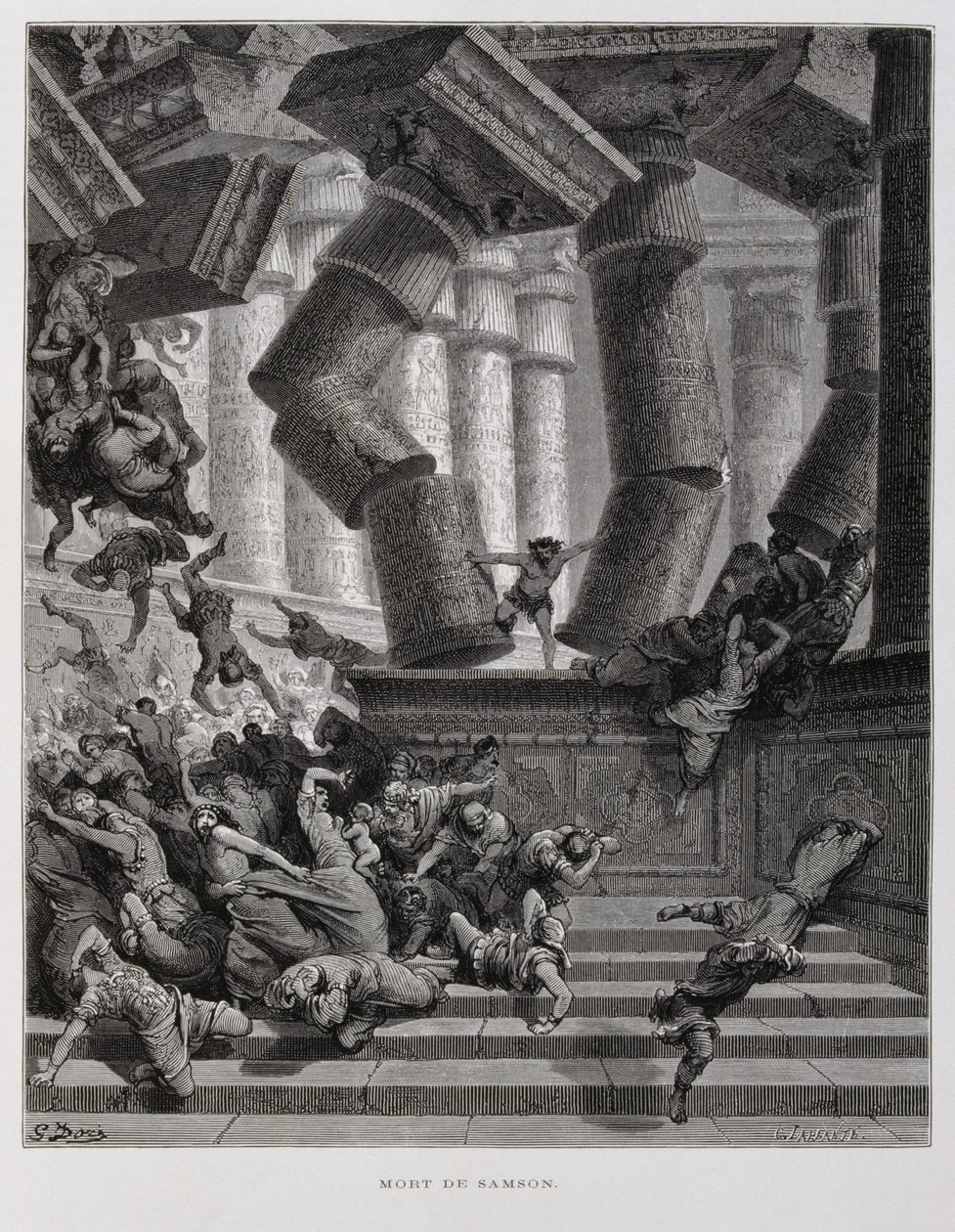 参孙摧毁巴力神庙，《多尔圣经》插图 作者 古斯塔夫·多尔（Gustave Dore）