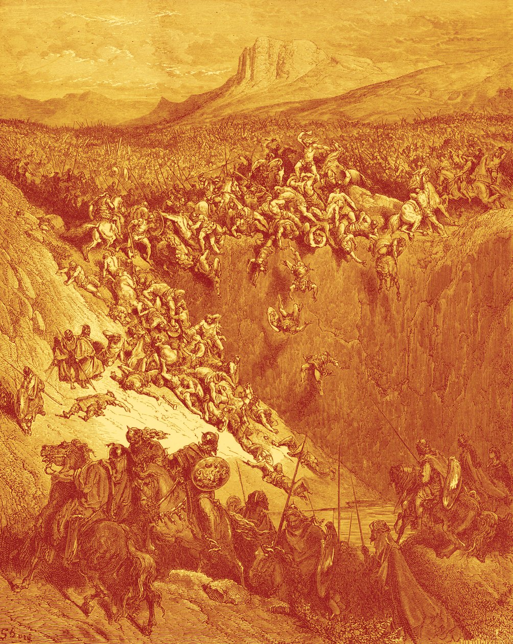 参孙用驴的下巴骨杀死非利士人，由多雷创作 - 圣经 作者 古斯塔夫·多尔（Gustave Dore）