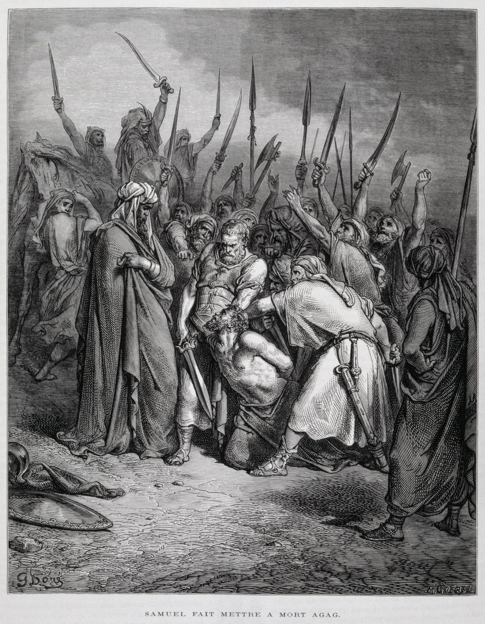 塞缪尔杀死亚甲，多尔圣经插图 作者 古斯塔夫·多尔（Gustave Dore）