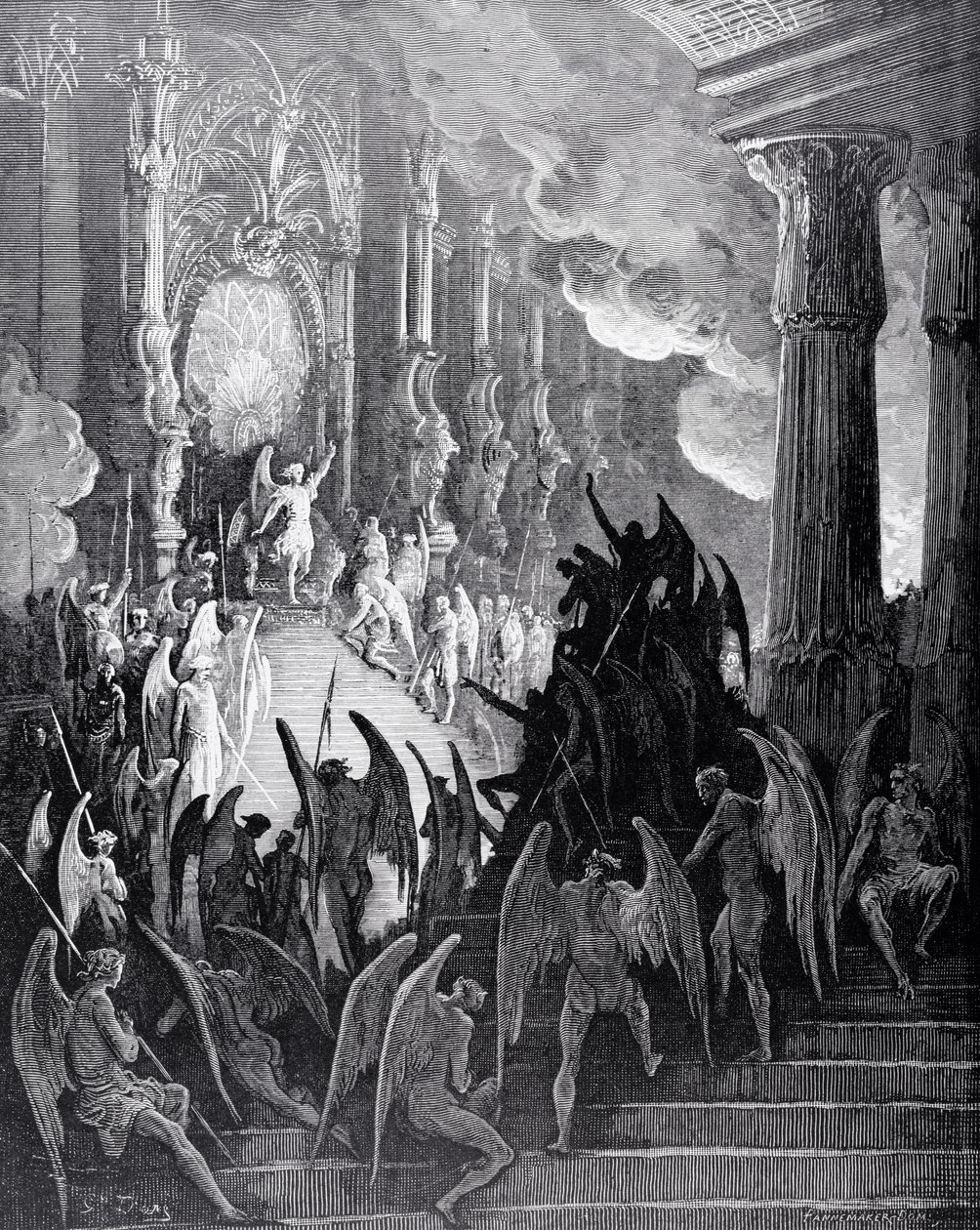 撒旦在理事会，由约翰米尔顿（1608-74）的“失乐园”第一册，由stephane Pannemaker（1847-1930）镌刻c.1868 作者 古斯塔夫·多尔（Gustave Dore）