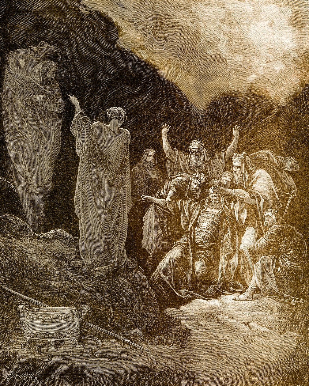 扫罗和媒介/恩多的女巫，多雷的作品。- 圣经 作者 古斯塔夫·多尔（Gustave Dore）