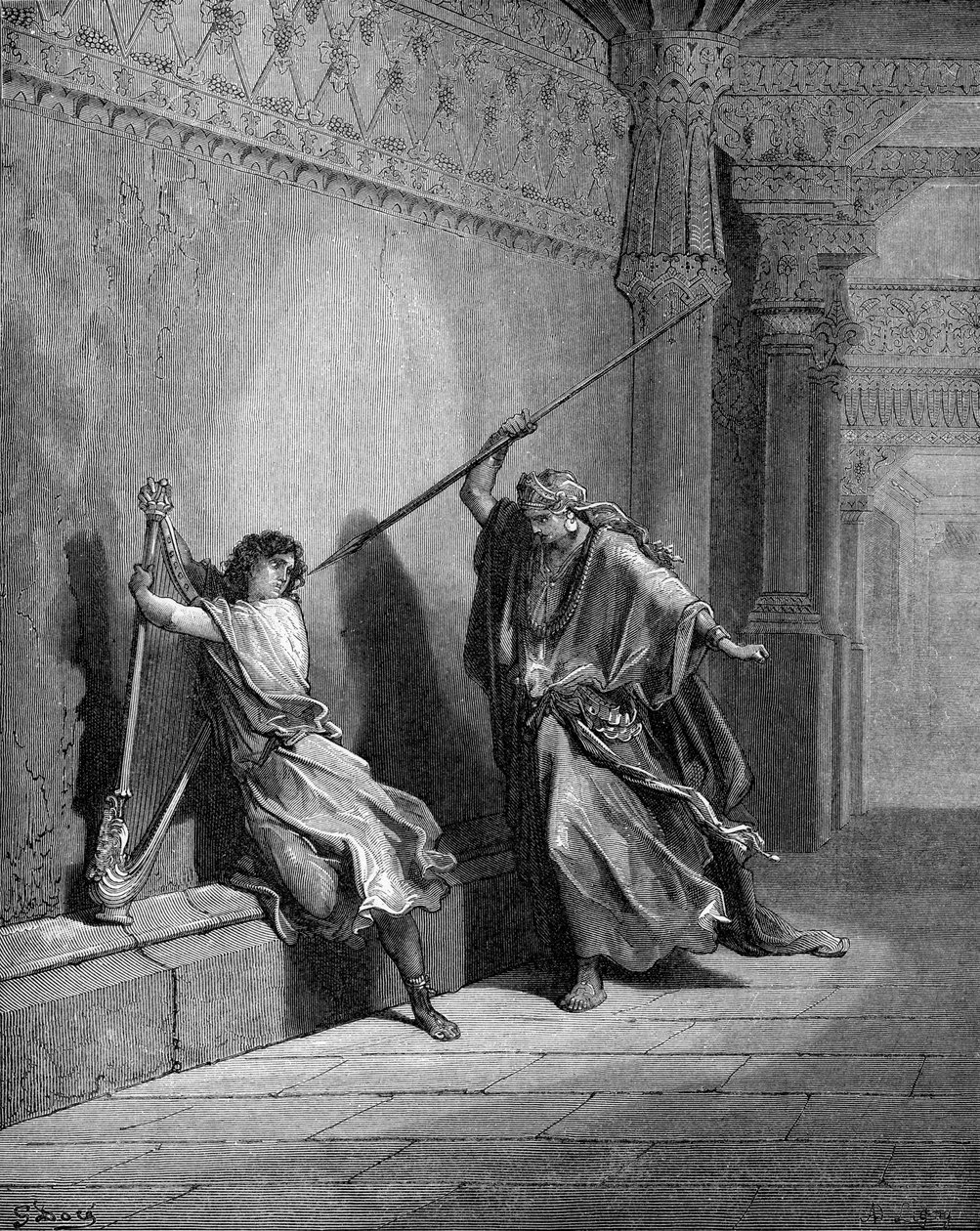 扫罗试图杀死大卫 作者 古斯塔夫·多尔（Gustave Dore）