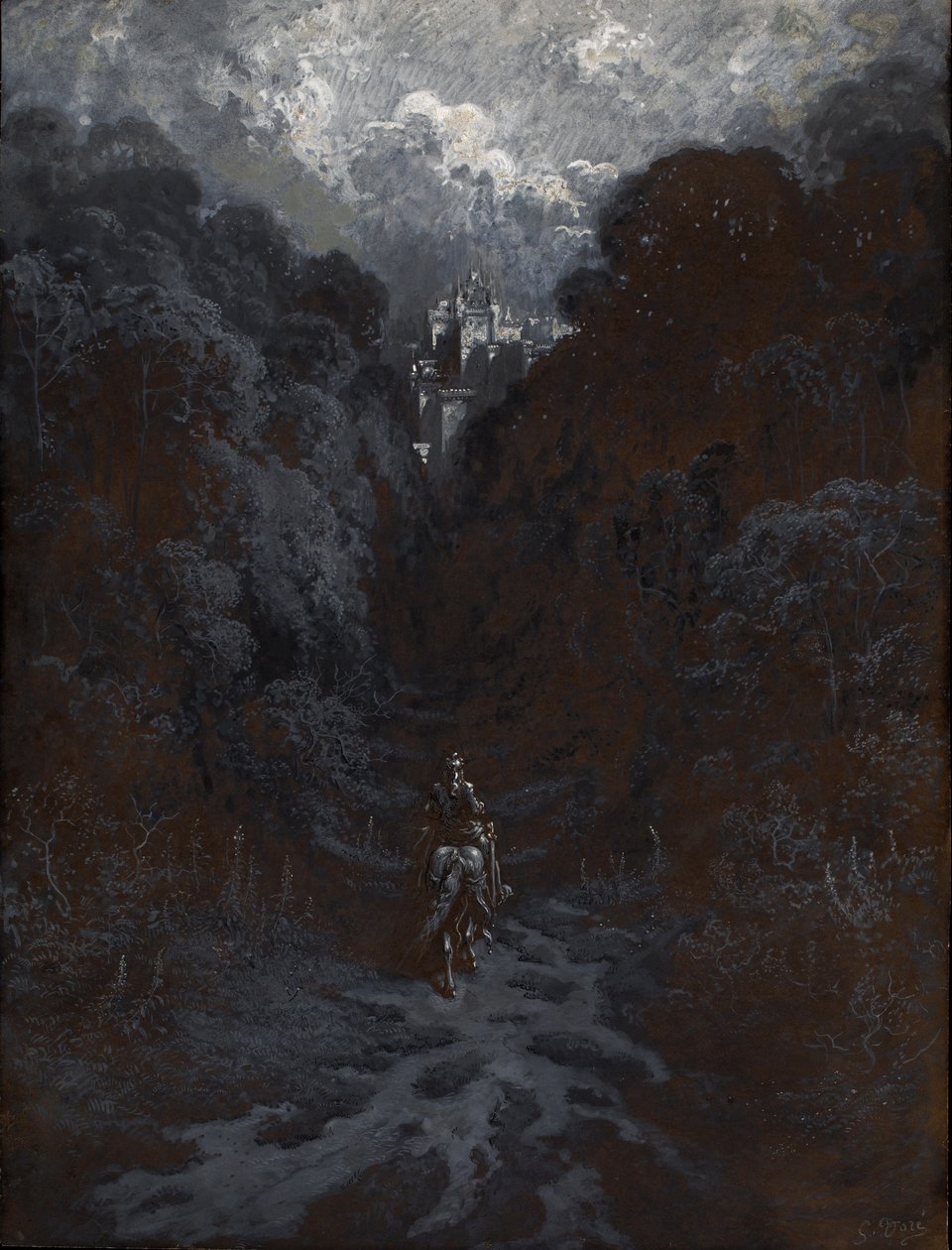 兰斯洛特爵士接近阿斯托拉特城堡 作者 古斯塔夫·多尔（Gustave Dore）