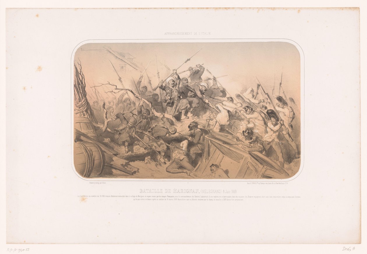 梅莱尼亚诺战役 Bataille de Marignan（梅莱尼亚诺），1859 年 6 月 8 日（物品上的标题） 意大利战役（系列标题） Affranchissement de l
