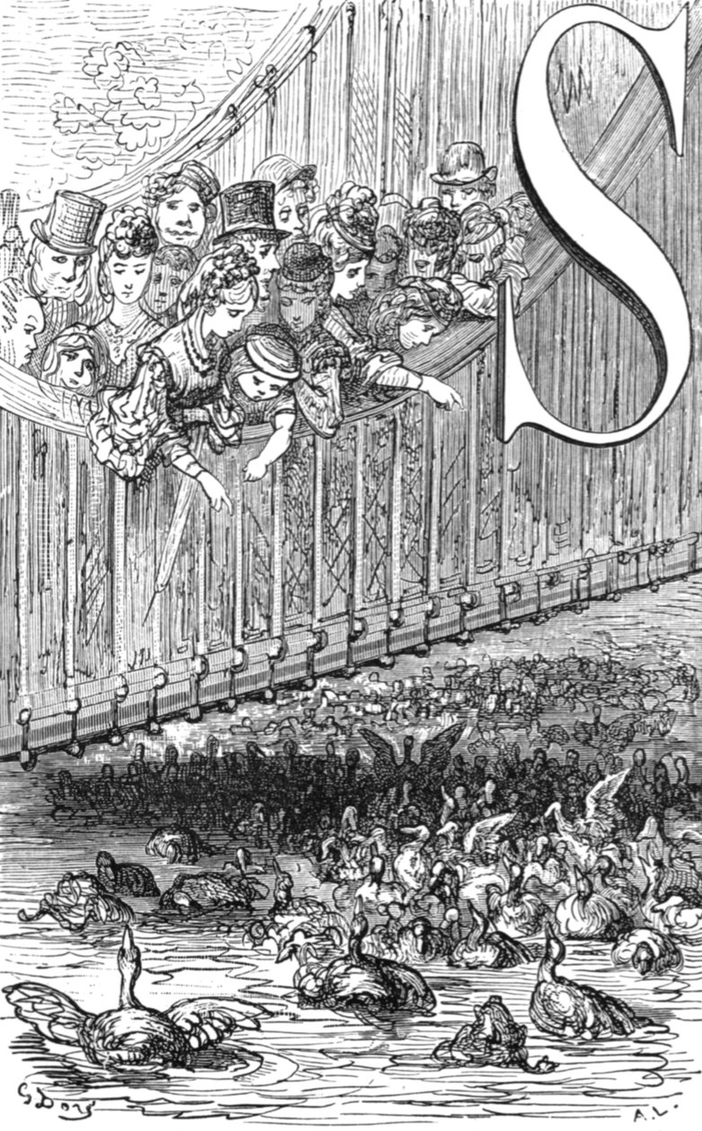 圣詹姆斯公园--喂鸭子》，1872年。   作者 古斯塔夫·多尔（Gustave Dore）
