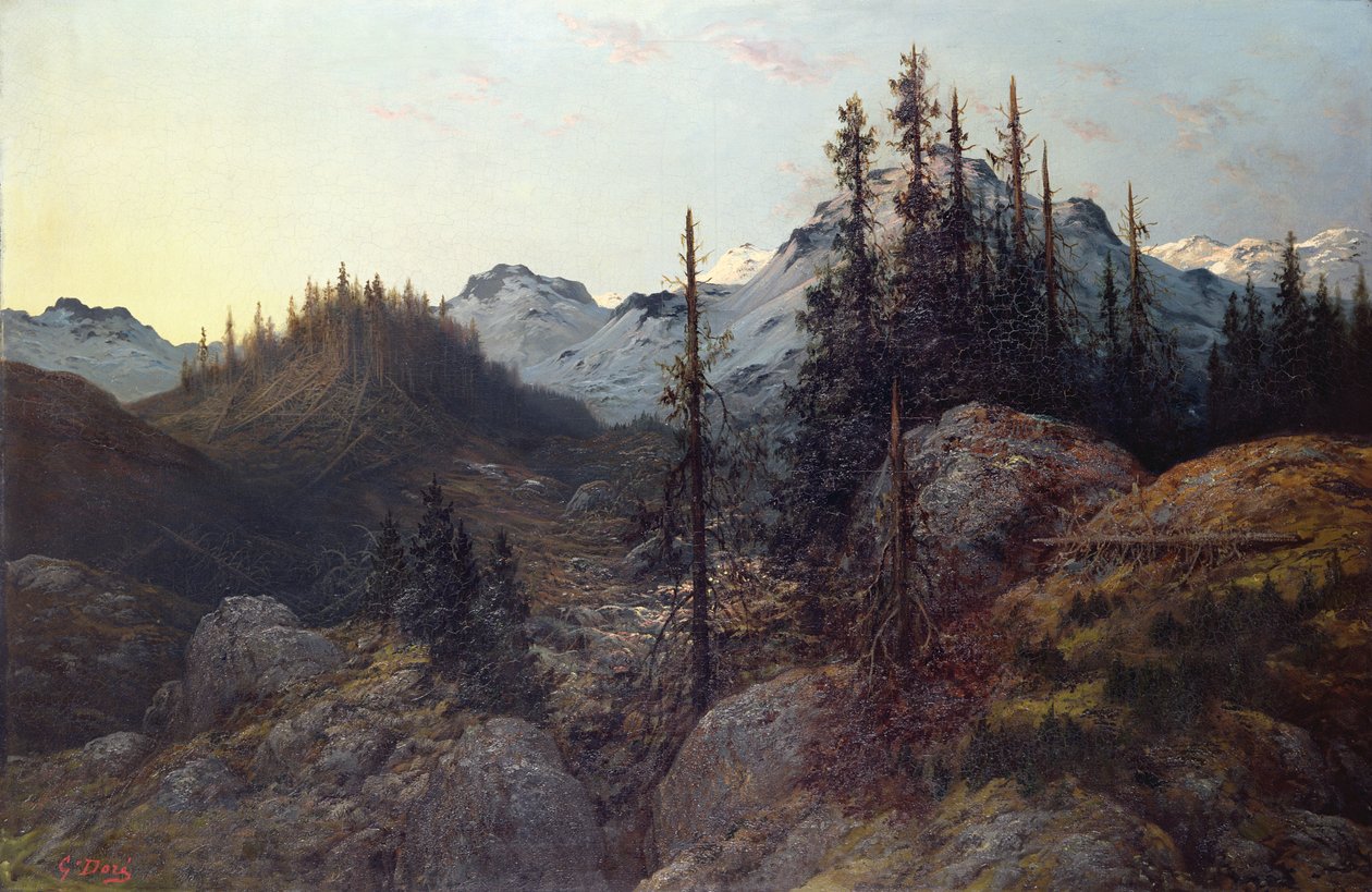 阿尔卑斯山的日出（布面油画） 作者 古斯塔夫·多尔（Gustave Dore）