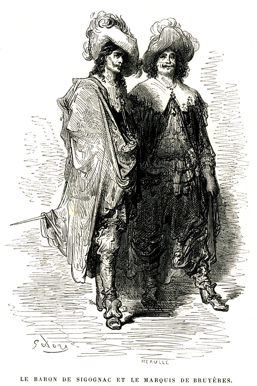 西戈纳克男爵和布鲁耶尔侯爵。古斯塔夫-多尔为 Theophile Gautier 的小说《Le capitaine Fracasse》绘制的插图，1863 年夏朋蒂埃版。 作者 古斯塔夫·多尔（Gustave Dore）