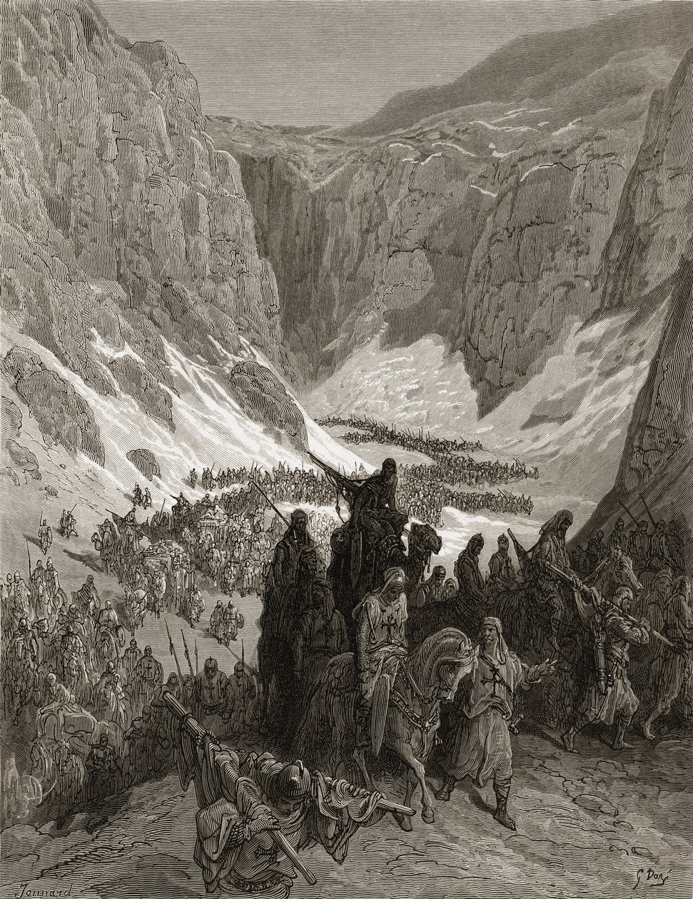 Judea山区的基督教军队，JF的“Bibliotheque des Croisades”插图。 Michaud，1877（litho） 作者 古斯塔夫·多尔（Gustave Dore）